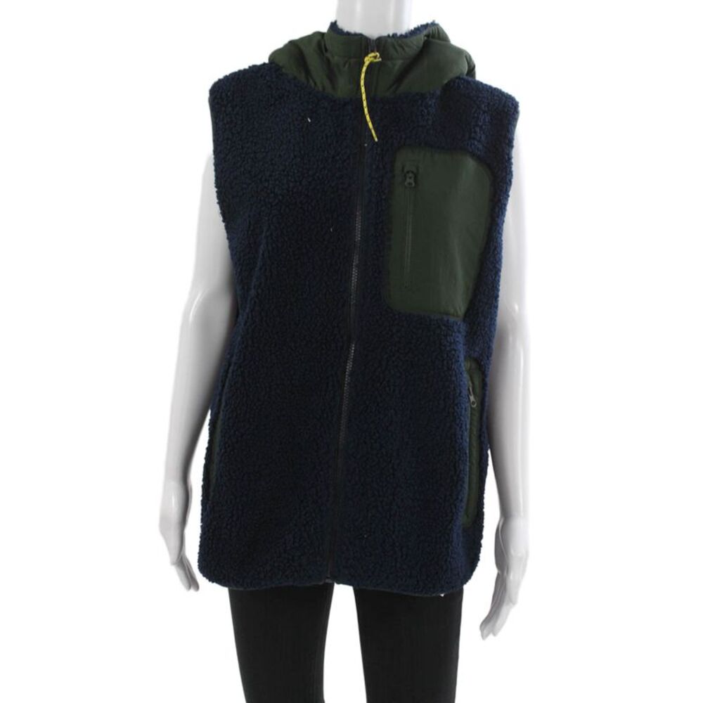 JW Anderson Unisex Dark Blue High Neck Drawstring Vest Polyester Size M